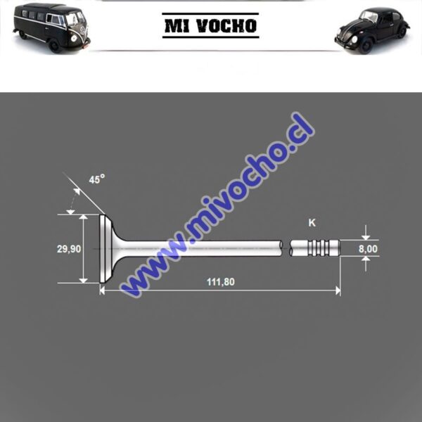 Válvulas de Escape 1300cc VW Escarabajo